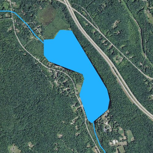Fly fishing map for Shaw Pond, Massachusetts