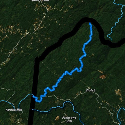 Fly fishing map for Shuler Creek, North Carolina