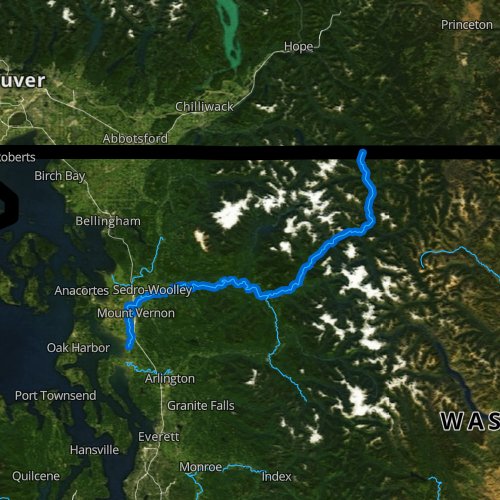 Fly fishing map for Skagit River, Washington