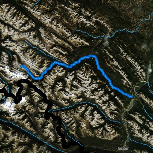 Fly fishing map for Snake Indian River, Alberta