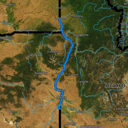 Fly fishing map for Snake River: Lower, Idaho