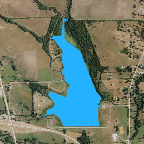 Fly fishing map for Soil Conservation Service Site 1 Reservoir, Texas