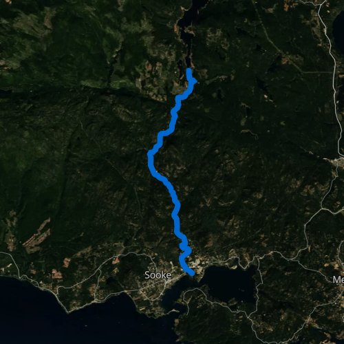 Fly fishing map for Sooke River, British Columbia