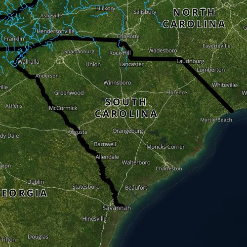 Fly fishing report and map for South Carolina.