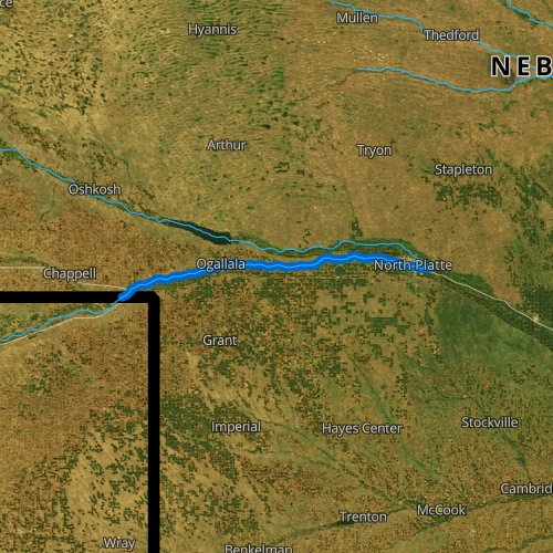 Fly fishing map for South Platte River, Nebraska