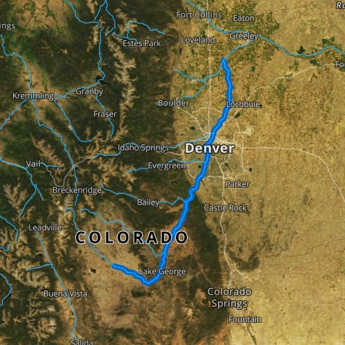 Fly fishing map for South Platte River: Upper, Colorado