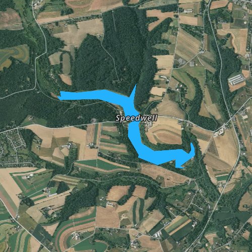 Fly fishing map for Speedwell Forge Dam, Pennsylvania