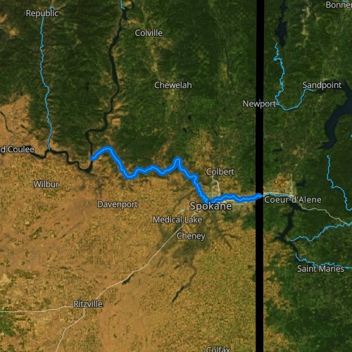 Fly fishing map for Spokane River, Washington