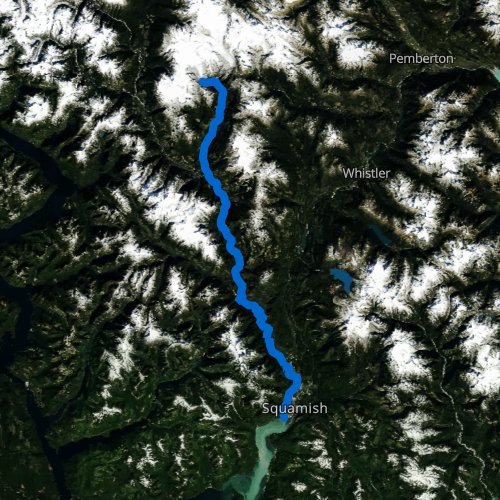 Fly fishing map for Squamish River, British Columbia