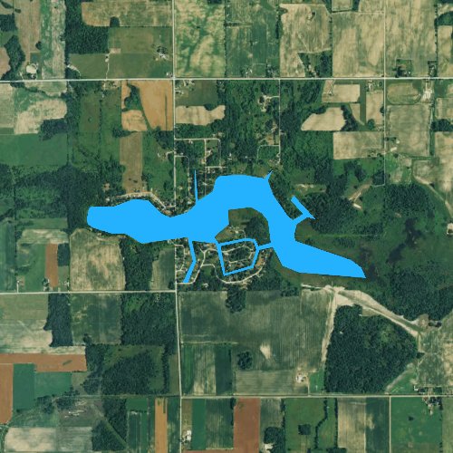 Fly fishing map for Stevenson Lake, Michigan