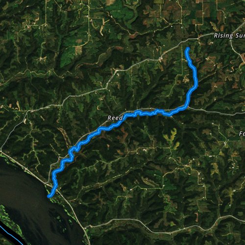 Fly fishing map for Sugar Creek, Wisconsin