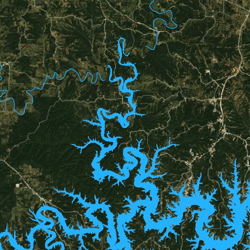 Fly fishing map for Table Rock Lake: Barry, Missouri