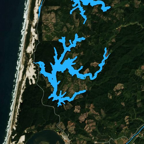 Fly fishing map for Tahkenitch Lake, Oregon