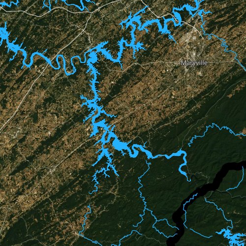 Fly fishing map for Tellico Lake, Tennessee