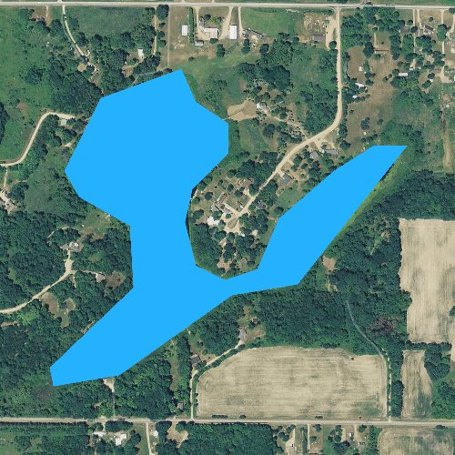 Fly fishing map for Three Legged Lake, Michigan