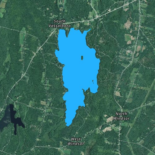 Fly fishing map for Threemile Pond, Maine