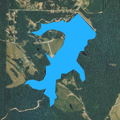 Fly fishing map for Tippah County Lake, Mississippi