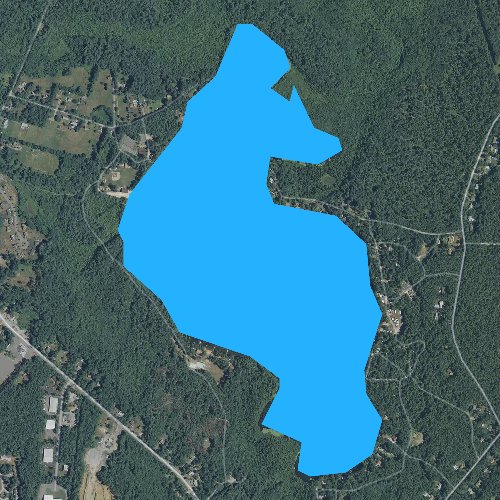 Fly fishing map for Tispaquin Pond, Massachusetts