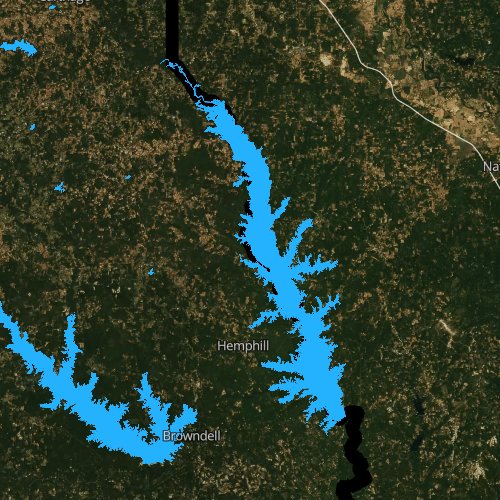 Fly fishing map for Toledo Bend Reservoir, Louisiana