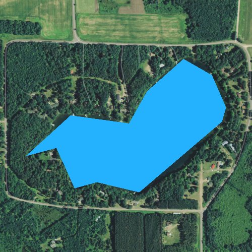 Fly fishing map for Tozer Lake, Wisconsin