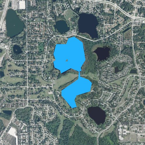 Fly fishing map for Triplet Lake, Florida