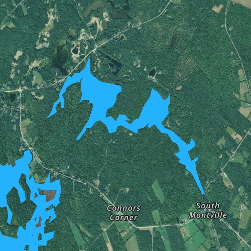 Fly fishing map for Trues Pond, Maine
