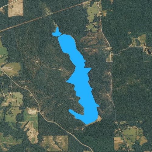 Fly fishing map for Turkey Fork Reservoir, Mississippi