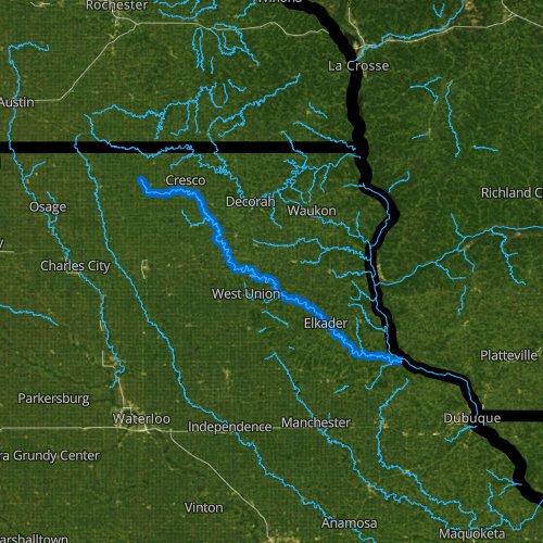 Fly fishing map for Turkey River, Iowa