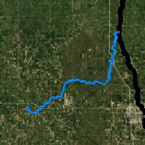 Fly fishing map for Turtle River, North Dakota