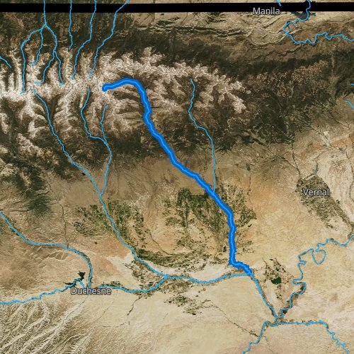 Fly fishing map for Uinta River, Utah