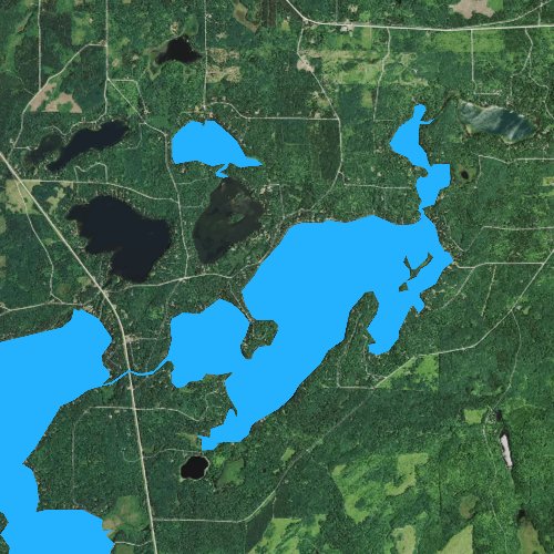 Fly fishing map for Upper Eau Claire Lake, Wisconsin