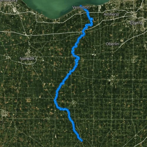 Fly fishing map for Vermilion River, Ohio