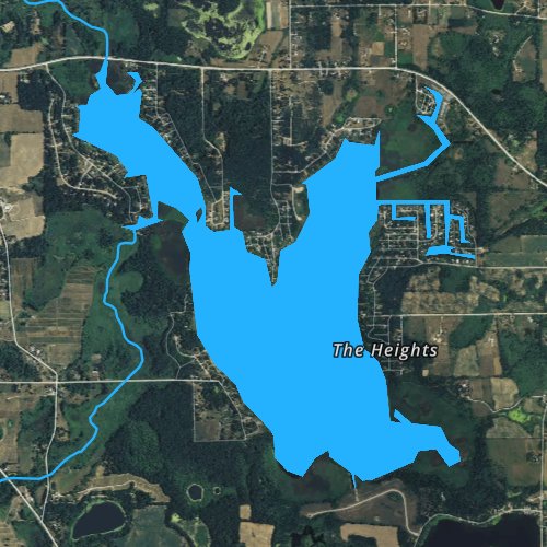 Fly fishing map for Vineyard Lake, Michigan