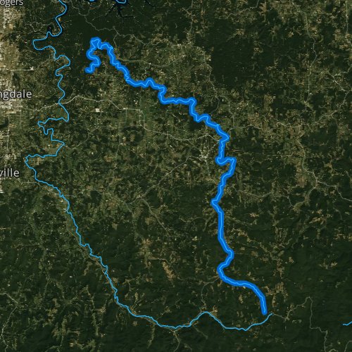 Fly fishing map for War Eagle Creek, Arkansas