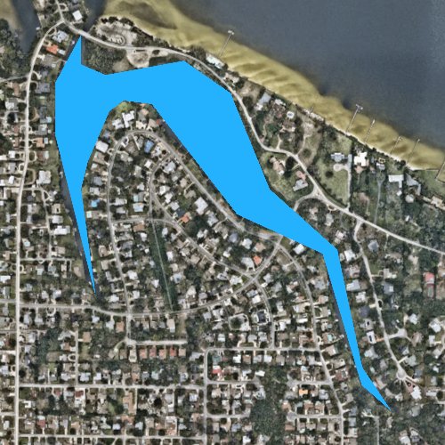 Fly fishing map for Warner East Bayou, Florida