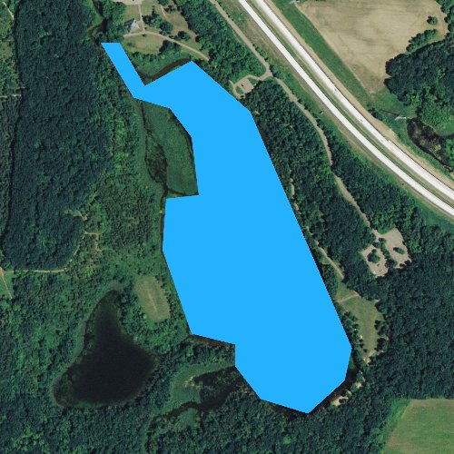 Fly fishing map for Warner Lake, Minnesota