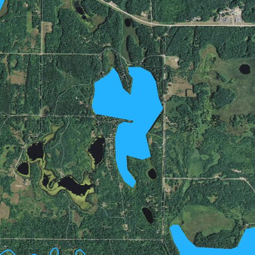 Fly fishing map for Warner Lake, Wisconsin