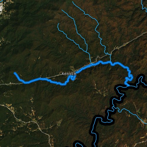 Fly fishing map for Warwoman Creek, Georgia