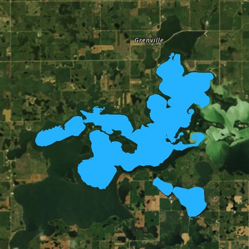Fly fishing map for Waubay Lake, South Dakota