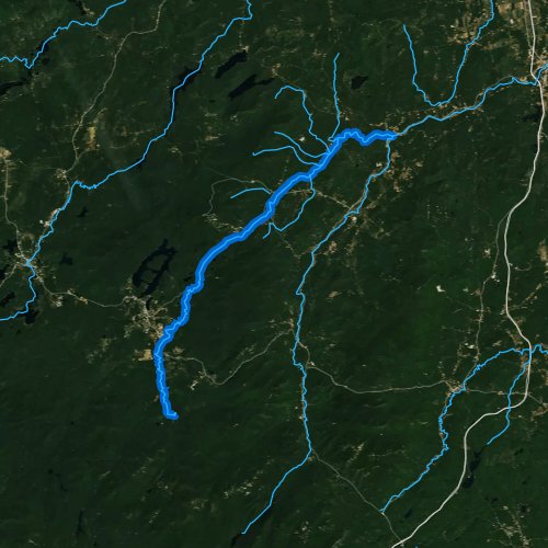 Fly fishing map for West Branch Ausable River, New York