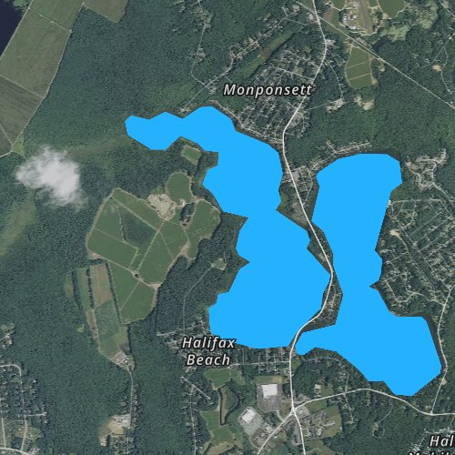 Fly fishing map for West Lake, Massachusetts