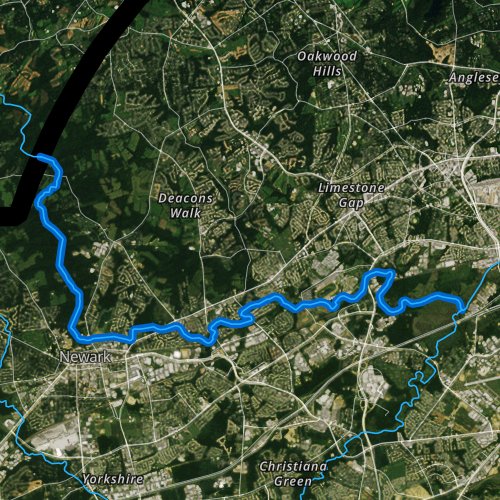 Fly fishing map for White Clay Creek, Delaware