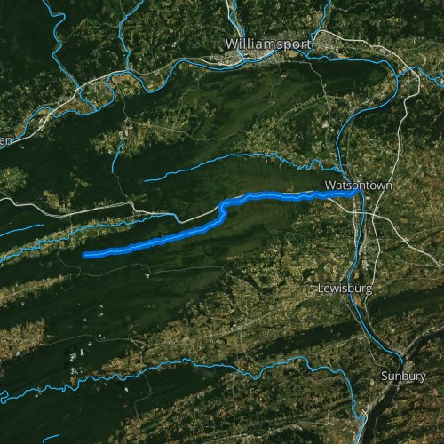 Fly fishing map for White Deer Creek, Pennsylvania
