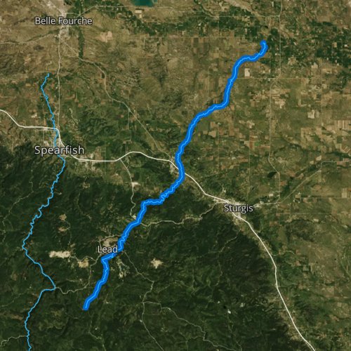 Fly fishing map for Whitewood Creek, South Dakota