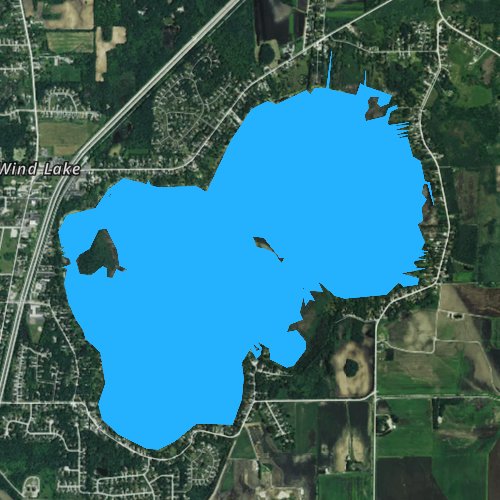 Fly fishing map for Wind Lake 35, Wisconsin
