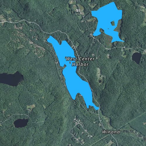 Fly fishing map for Winona Lake, New Hampshire
