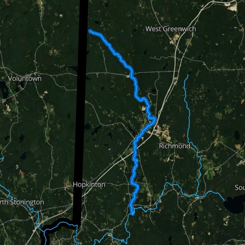 Fly fishing map for Wood River, Rhode Island