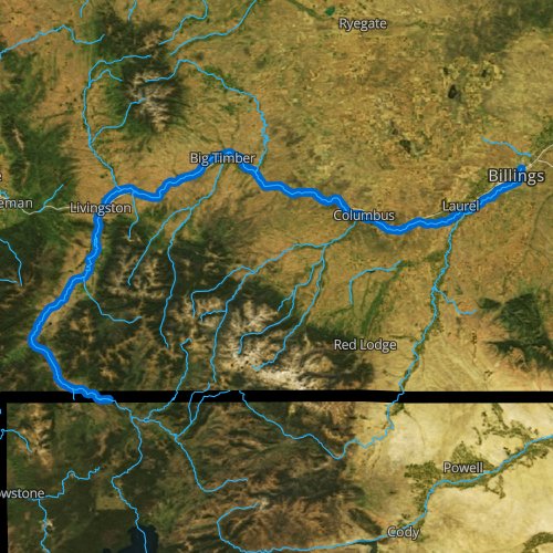 Fly fishing map for Yellowstone River, Montana