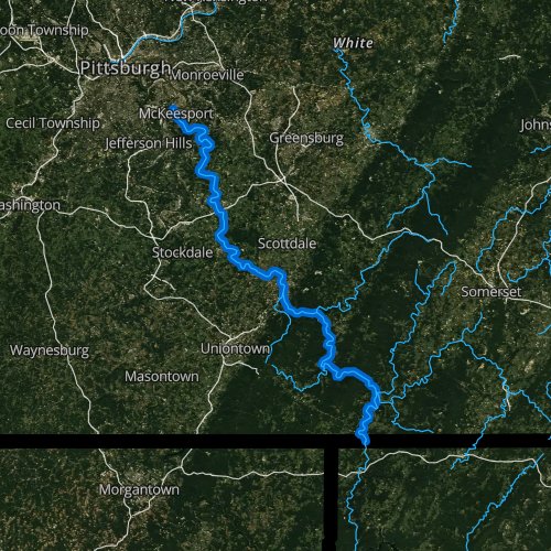 Fly fishing map for Youghiogheny River, Pennsylvania